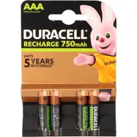 Duracell AAA (4pcs), Wiederaufladbarer Akku, AAA, Nickel-Metallhydrid (NiMH), 1,2 V, 4 Stück(e), 750 mAh