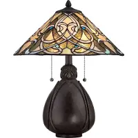 QUOIZEL Abatjour Tiffany Indien Metall Bronze Imperial 2 Lichter E27