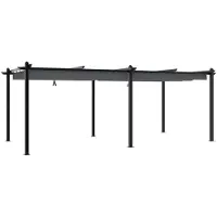 Syfax Gartenpavillon mit Ausziehbarem Dach Anthrazit 3x6 m Aluminium