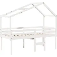 Syfax Hochbett mit Dach Weiß 90x190 cm Massivholz Kiefer