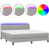 Syfax Boxspringbett mit Matratze & LED Hellgrau 180x200 cm Stoff
