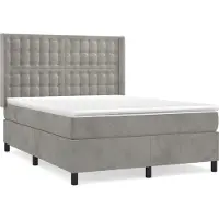 Syfax Boxspringbett mit Matratze Hellgrau 140x190 cm Samt