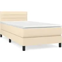 Syfax Boxspringbett mit Matratze Creme 90x190 cm Stoff