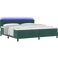 Syfax LED Boxspringbett mit Matratze Dunkelgrün 200 x 200 cm Samt
