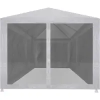 Syfax Partyzelt, Insektenschutz, wasser- & UV-beständig, 6 Mesh-Seitenwände mit Reißverschluss, 6x3x2,55m, pulverbeschichteter Stahl, PE-Dach, weiß/schwarz