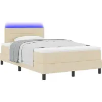 Syfax Boxspringbett mit Matratze mit LED Creme 120 x 200 cm Stoff
