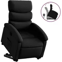 Syfax Relaxsessel mit Aufstehhilfe Schwarz Kunstleder