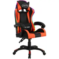 Syfax Gaming-Stuhl mit RGB LED-Leuchten Orange und Schwarz Kunstleder
