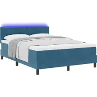 Syfax LED Boxspringbett mit Matratze Dunkelblau 140 x 190 cm Samt