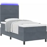 Syfax LED Boxspringbett mit Kopfteil Dunkelgrau 80 x 200 cm Samt