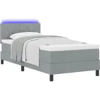 Syfax Boxspringbett mit Matratze mit LED Hellgrau 90 x 190 cm Stoff