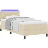 Syfax Boxspringbett mit Matratze mit LED Creme 100 x 200 cm Stoff