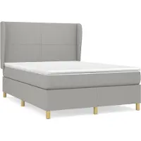 Syfax Boxspringbett mit Matratze Hellgrau 140x190 cm Stoff
