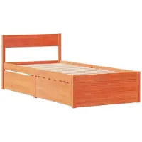 Syfax Massivholzbett ohne Matratze Wachsbraun 90x200 Kiefernholz