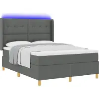 Syfax Boxspringbett mit LED-Lichtleisten Grau 140 x 190 cm Stoff