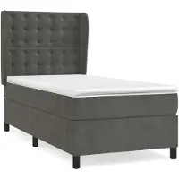 Syfax Boxspringbett mit Matratze Dunkelgrau 90x190 cm Samt
