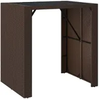 Syfax Bartisch mit Glasplatte Braun 105x80x110 cm Poly Rattan