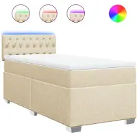 Syfax Boxspringbett mit Matratze Creme 80x200 cm Stoff