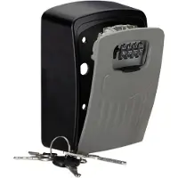 Relaxdays Schlüsseltresor, 4-stelliger Zahlencode, Großer Key Safe zur Wandmontage, HxBxT 14,5x10,5x5 cm, schwarz/grau