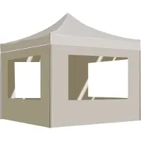 Syfax Profi-Partyzelt Faltbar mit Wänden Aluminium 2×2m Creme