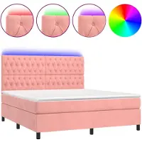Syfax Boxspringbett mit Matratze & LED Rosa 180x200 cm Samt
