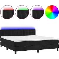 Syfax Boxspringbett mit Matratze & LED Schwarz 160x200 cm Samt