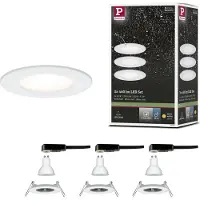 Paulmann 3er Spot Nova rund starr, weiß, IP44, GU10 dimmbar Nova,, weiß / opal, für Flurbereich, Aluminium, Modern, Einbaustrahler