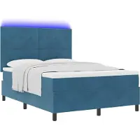 Syfax LED Boxspringbett mit Matratze Dunkelblau 140 x 190 cm Samt