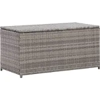 The Living Store Gartenbox Poly Rattan 100x50x50 cm Grau