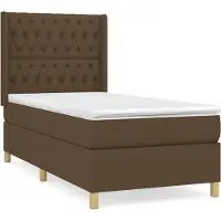 Syfax Boxspringbett mit Matratze Dunkelbraun 100x200 cm Stoff