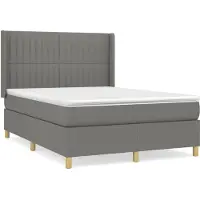 Syfax Boxspringbett mit Matratze Dunkelgrau 140x190 cm Stoff