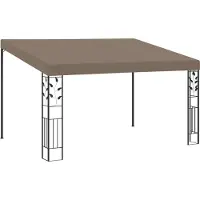 Syfax Pavillon aus pulverbeschichtetem Stahl und Polyestergewebe, Taupe, 4x3x2,5 m