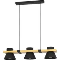 Eglo MACCLES Hängeleuchte Hängelampe Pendellampe Pendelleuchte - L78 x B18 x H110 cm - schwarz, braun - 3X15W exkl. - IP20