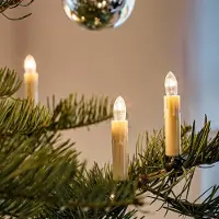 Hellum Lichterkette Weihnachtsbaum innen 30 teilig, Germany, Riffelkerzen, mit Wachstropfen, elfenbein, Glühfaden 814118