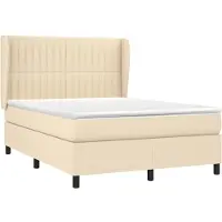 Syfax Boxspringbett mit Matratze Creme 140x190 cm Stoff