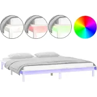 Syfax Massivholzbett mit LEDs Weiß 180x200 cm