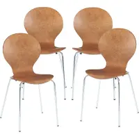 En.casa Esszimmerstuhl ‘Etne’ 4er Set Holz Metall 85 x 48 x 50 cm Walnussoptik / Chromfarben