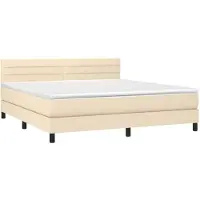 vidaXL Boxspringbett mit Matratze Creme 180x200 cm Stoff
