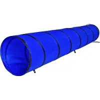 Lionto Hundespieltunnel, stabiler Agilitytunnel für Hunde, faltbar mit Tragetasche & Heringen, 300x50 cm, blau