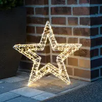 Spetebo Metall Weihnachtsstern 52 cm beleuchtet - 800 LED - Garten Deko Leucht Stern in weiß für Außen
