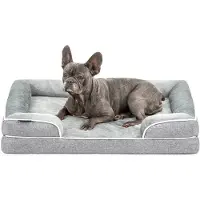 Lionto Hundebett premium, orthopädisches Memoryfoam-Bett mit erhöhtem Rand, waschbarem Bezug & stabilem Halt, 89x63x17 cm, grau