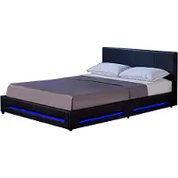 HOME DELUXE - LED Bett ASTEROID - Schwarz, 180 x 200 cm - Inkl. Lattenrost I Polsterbett Design Bett inkl. Beleuchtung