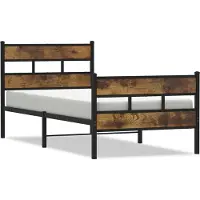 vidaXL Metallbett ohne Matratze Räuchereiche 100x200 cm