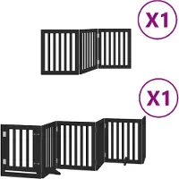 vidaXL 9-tlg. Hundetor mit Tür Faltbar Schwarz 450 cm Pappelholz