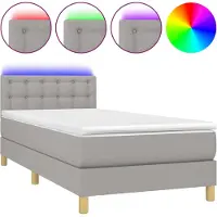 Syfax Boxspringbett mit Matratze & LED Hellgrau 90x200 cm Stoff