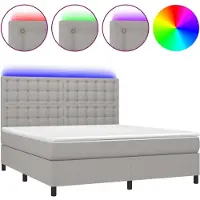 Syfax Boxspringbett mit Matratze & LED Hellgrau 160x200 cm Stoff