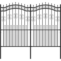 Syfax Gartenzaun KAMPEN mit Speerspitze Schwarz 240 x 175 cm Stahl