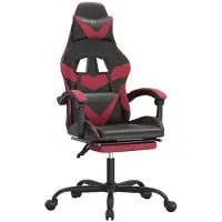 vidaXL CMM - Gaming-Stuhl mit Fußstütze Drehbar Schwarz & Weinrot Kunstleder - Bürostühle - 15.8 kg