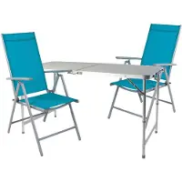 Mojawo XXL 3-teiliges Campingmöbel Set Aluminium Textilen Petrol