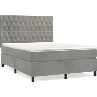 Syfax Boxspringbett mit Matratze Hellgrau 140x190 cm Samt